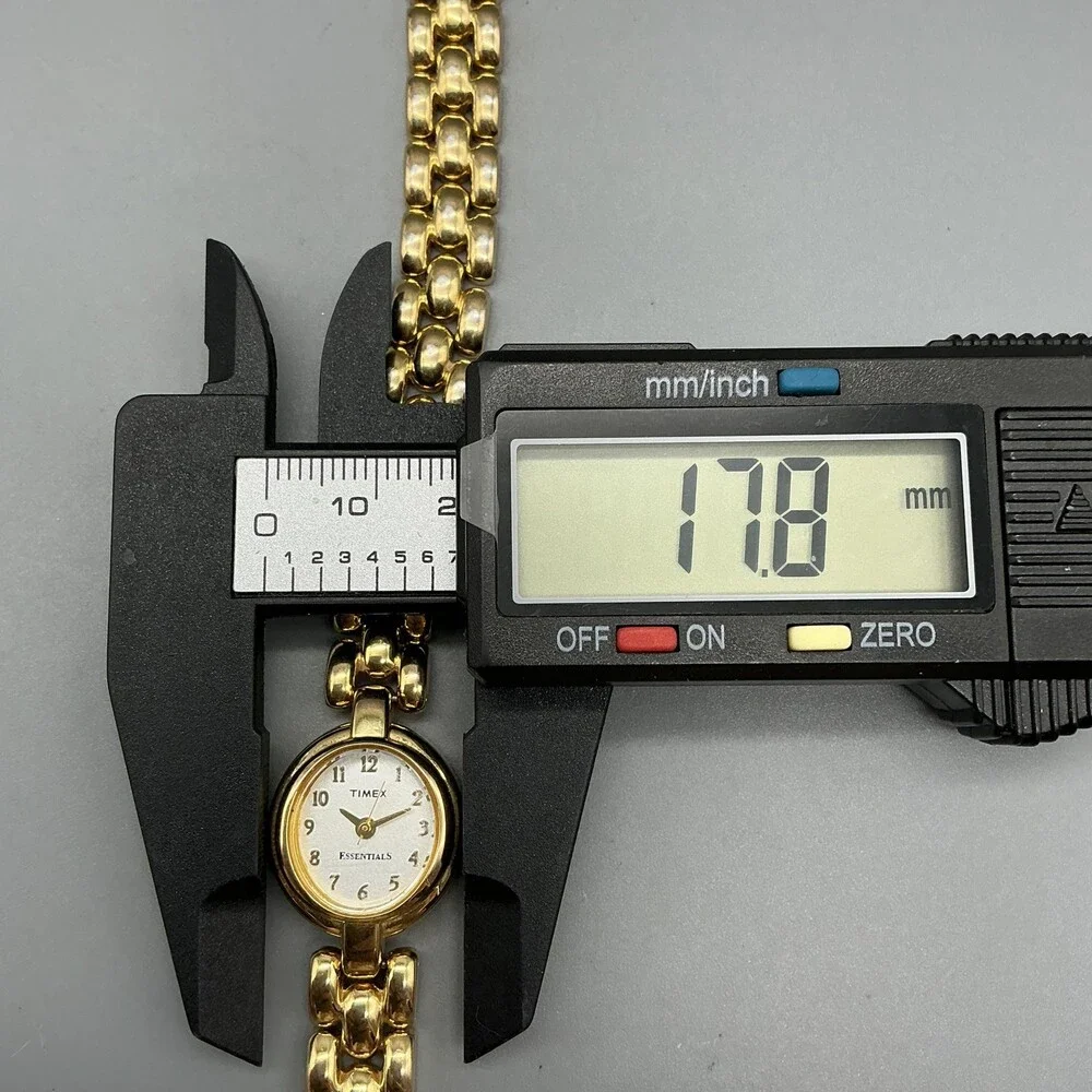 Timex Essentials Women Watch 18mm Gold Tone Bracelet New Battery 7.25